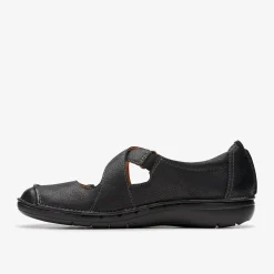 Clarks Un Loop Strap Black Leather Flash Sale