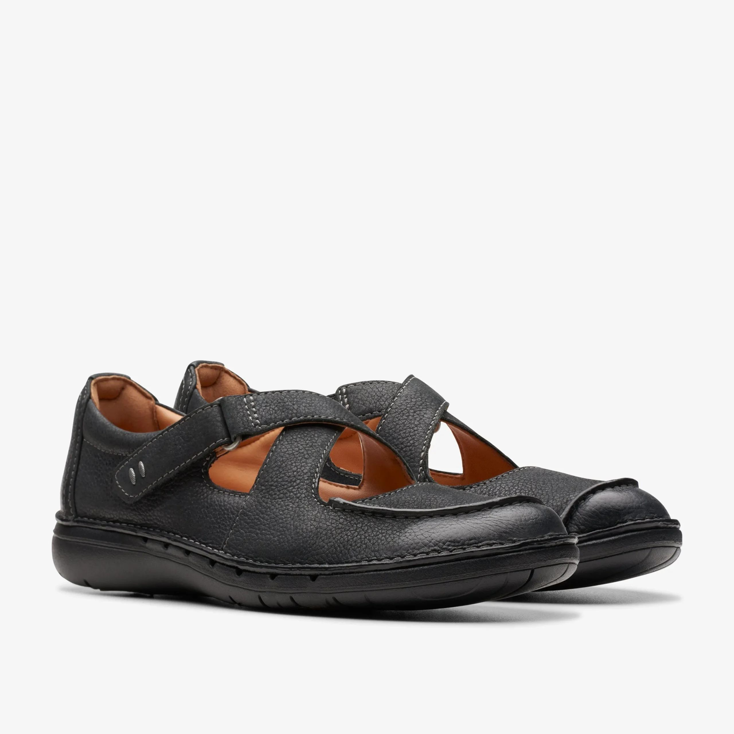 Clarks Un Loop Strap Black Leather Flash Sale