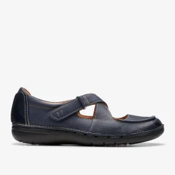 Clarks Un Loop Strap Navy Leather Flash Sale
