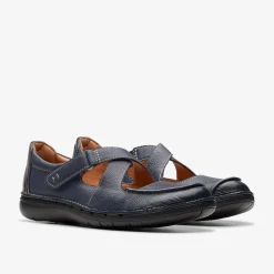Clarks Un Loop Strap Navy Leather Flash Sale