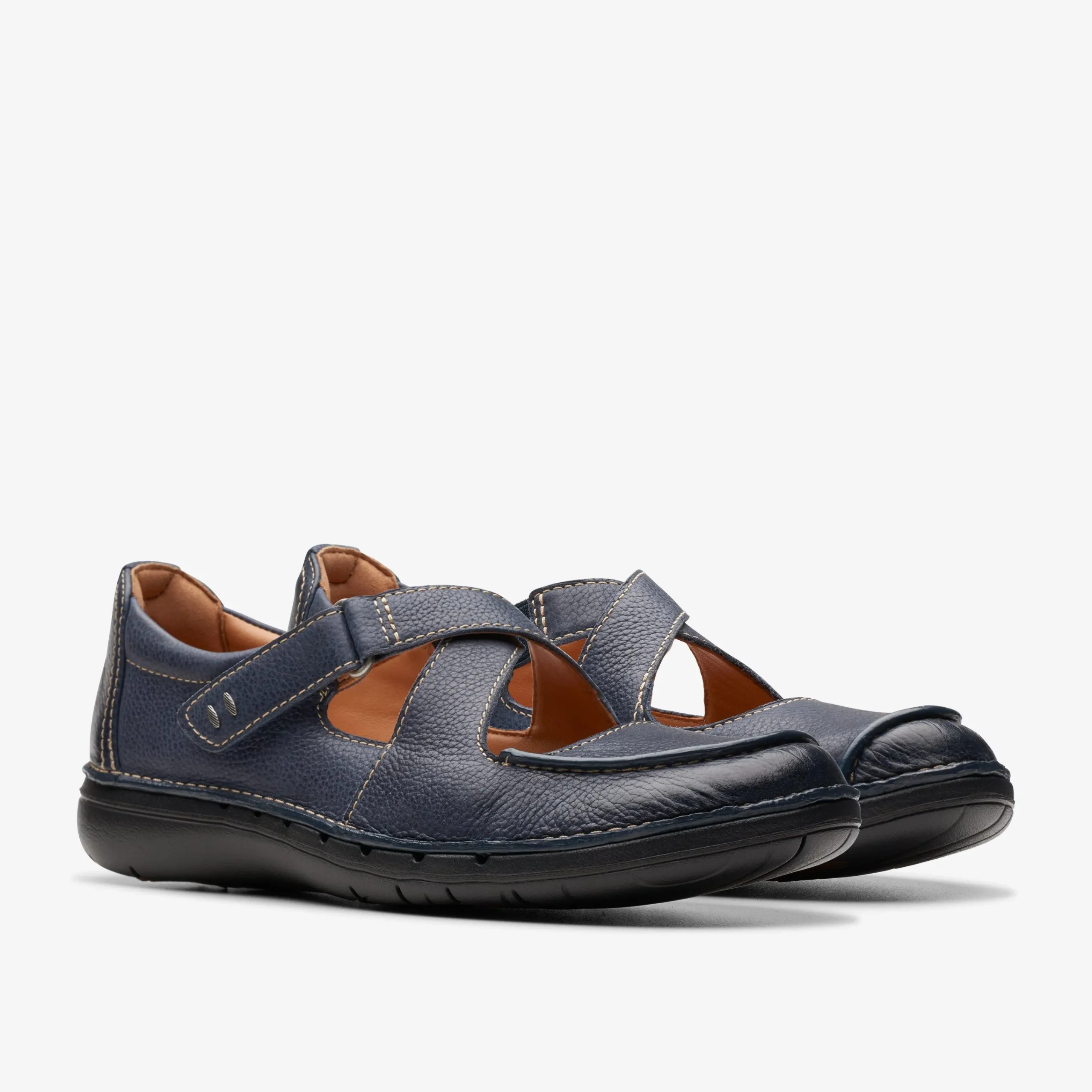 Clarks Un Loop Strap Navy Leather Flash Sale