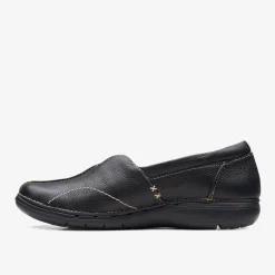 Clarks Un Loop Stride Black Leather Cheap