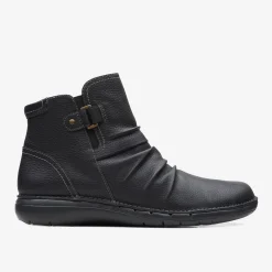 Clarks Un Loop Top Black Leather Best Sale