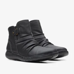Clarks Un Loop Top Black Leather Best Sale