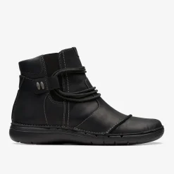Clarks Un Loop Up Black Leather Shop