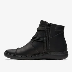 Clarks Un Loop Up Black Leather Shop