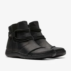 Clarks Un Loop Up Black Leather Shop
