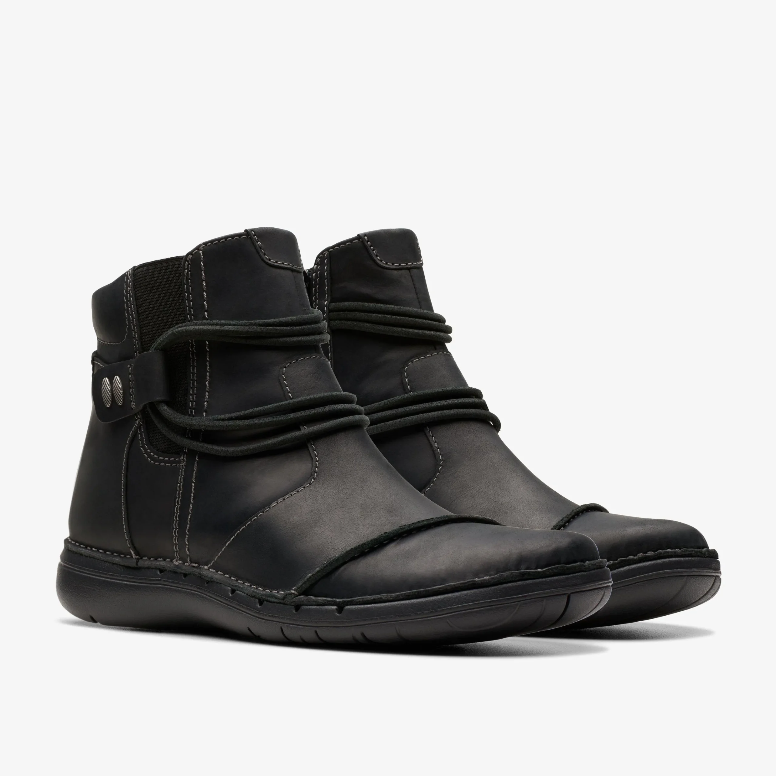 Clarks Un Loop Up Black Leather Shop
