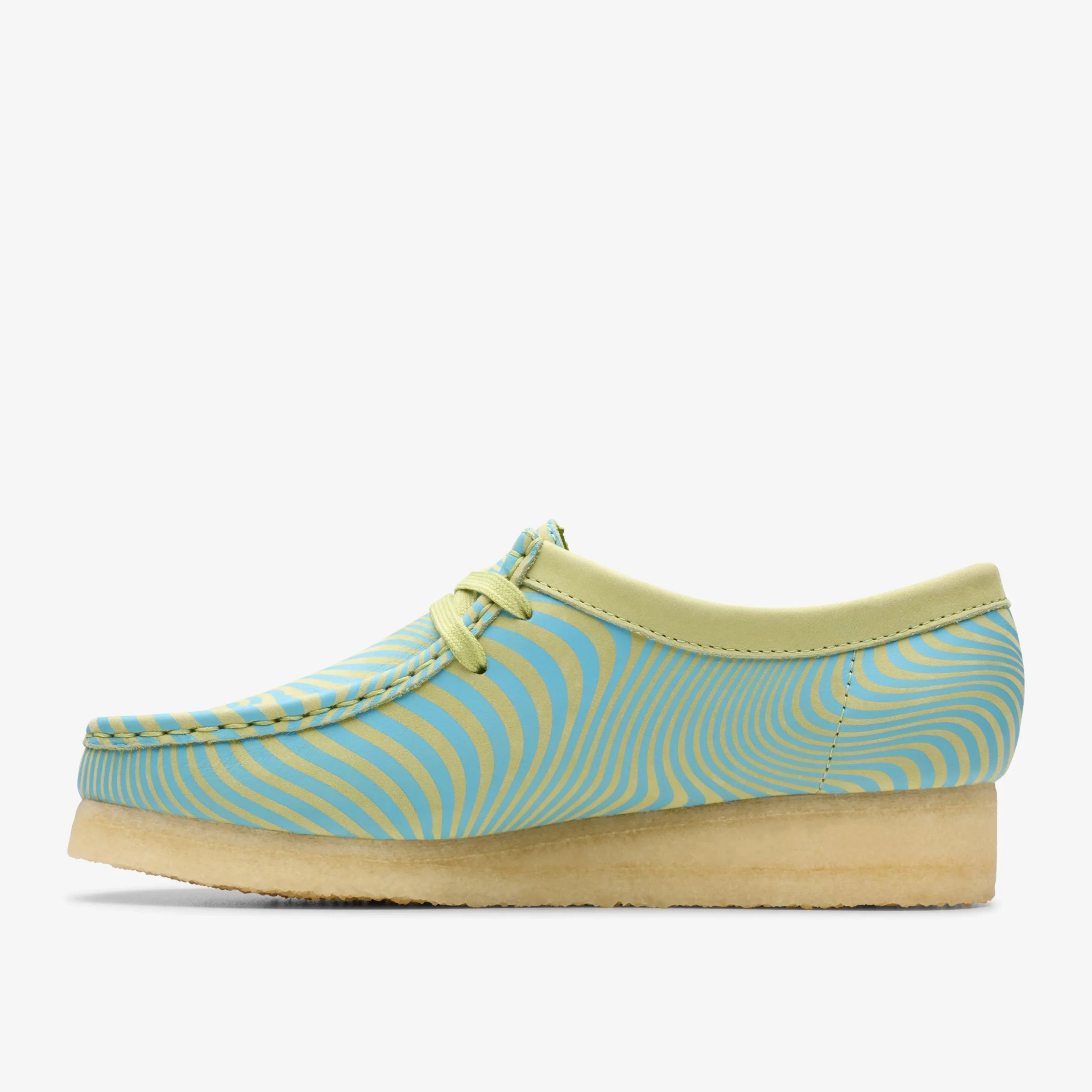 Clarks Wallabee Blue/Lime Print New