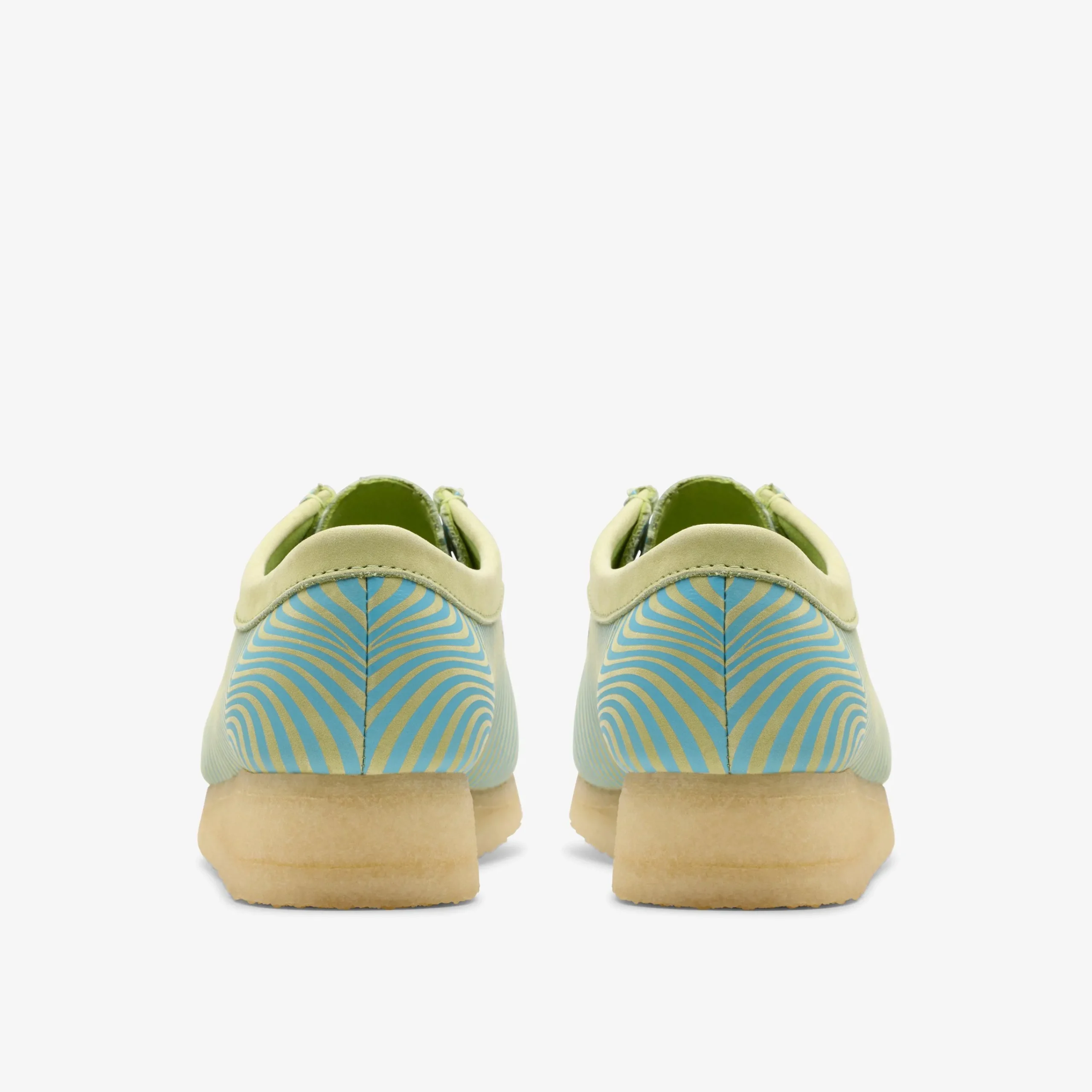 Clarks Wallabee Blue/Lime Print New