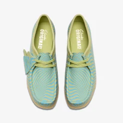 Clarks Wallabee Blue/Lime Print New
