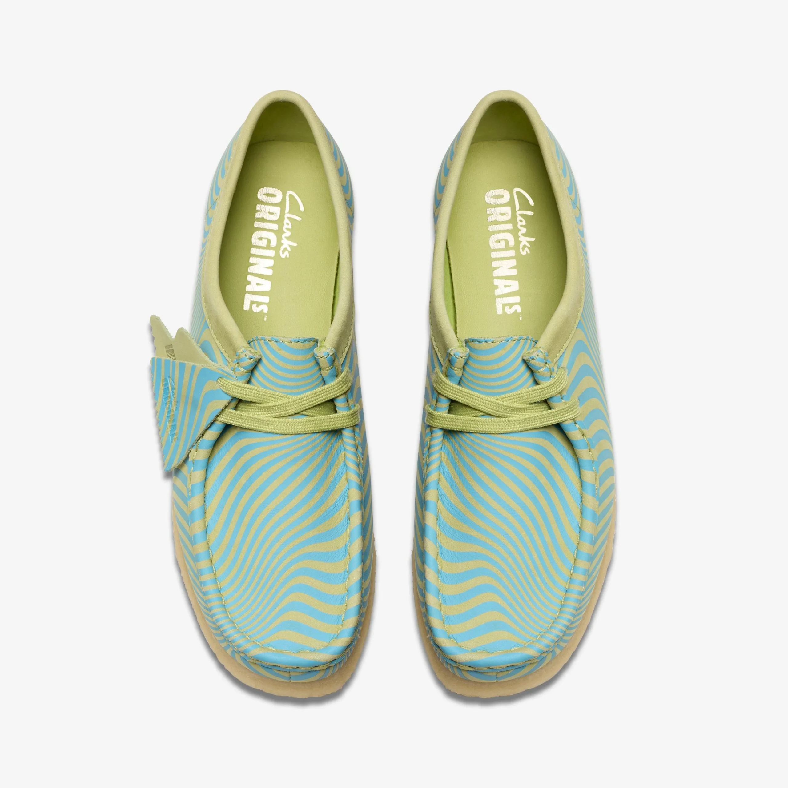 Clarks Wallabee Blue/Lime Print New
