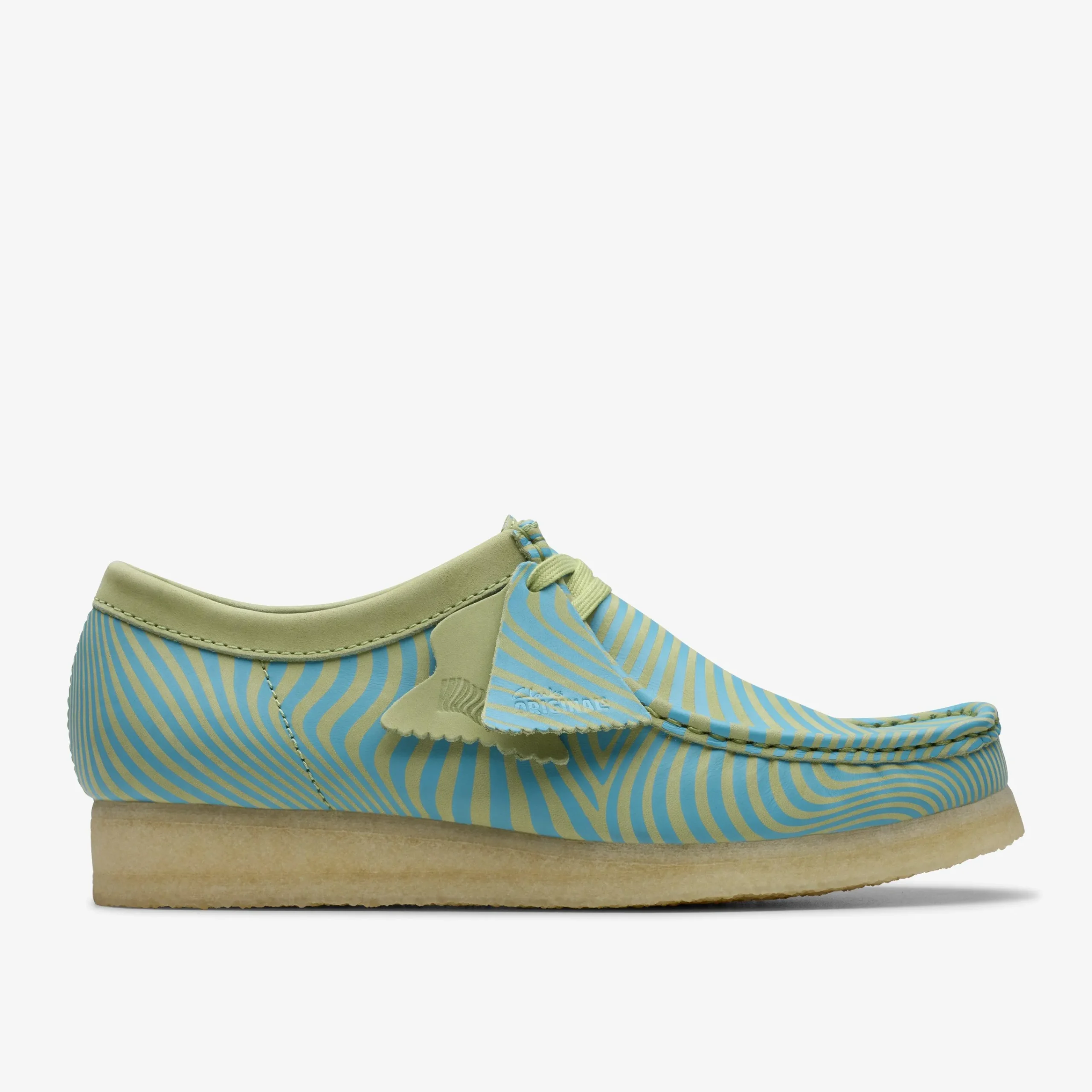 Clarks Wallabee Blue/Lime Print Shop