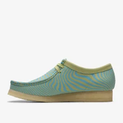 Clarks Wallabee Blue/Lime Print Shop