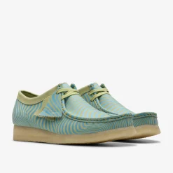 Clarks Wallabee Blue/Lime Print Shop
