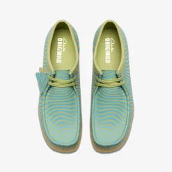 Clarks Wallabee Blue/Lime Print Shop