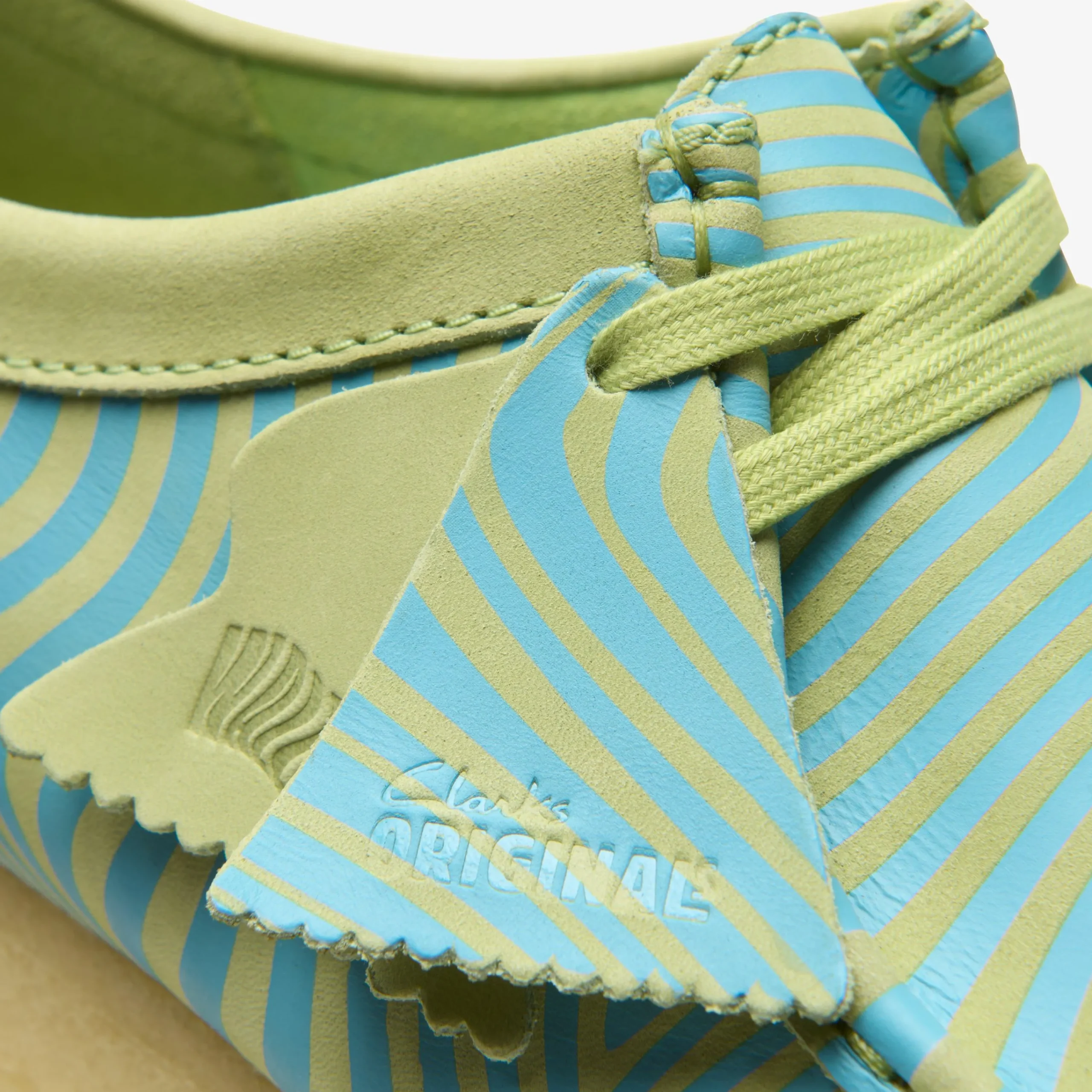 Clarks Wallabee Blue/Lime Print Shop