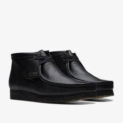 Clarks Wallabee Boot Black Leather Cheap