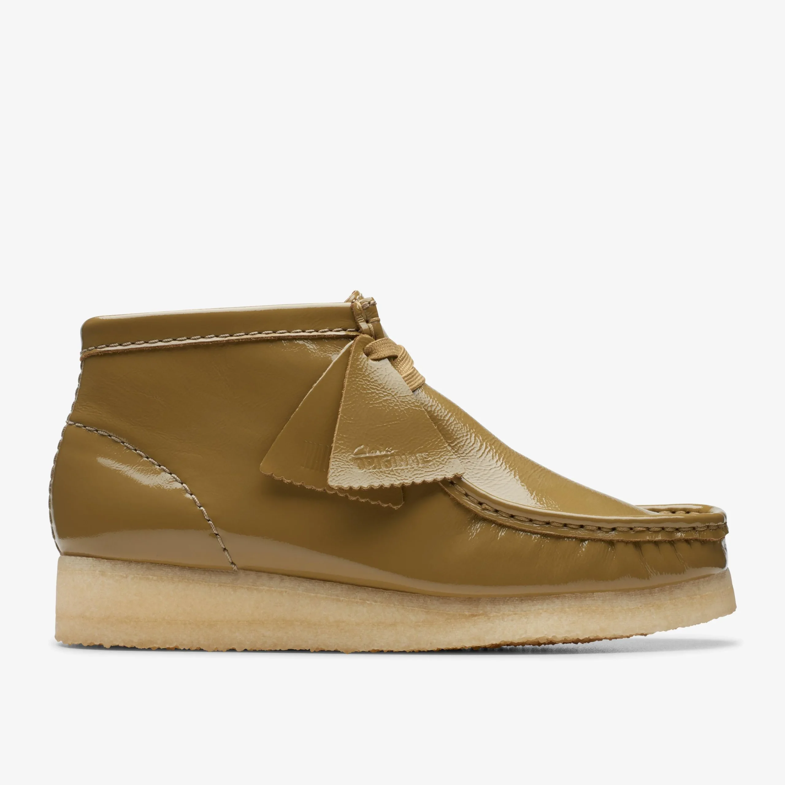 Clarks Wallabee Boot Dark Olive Patent Discount