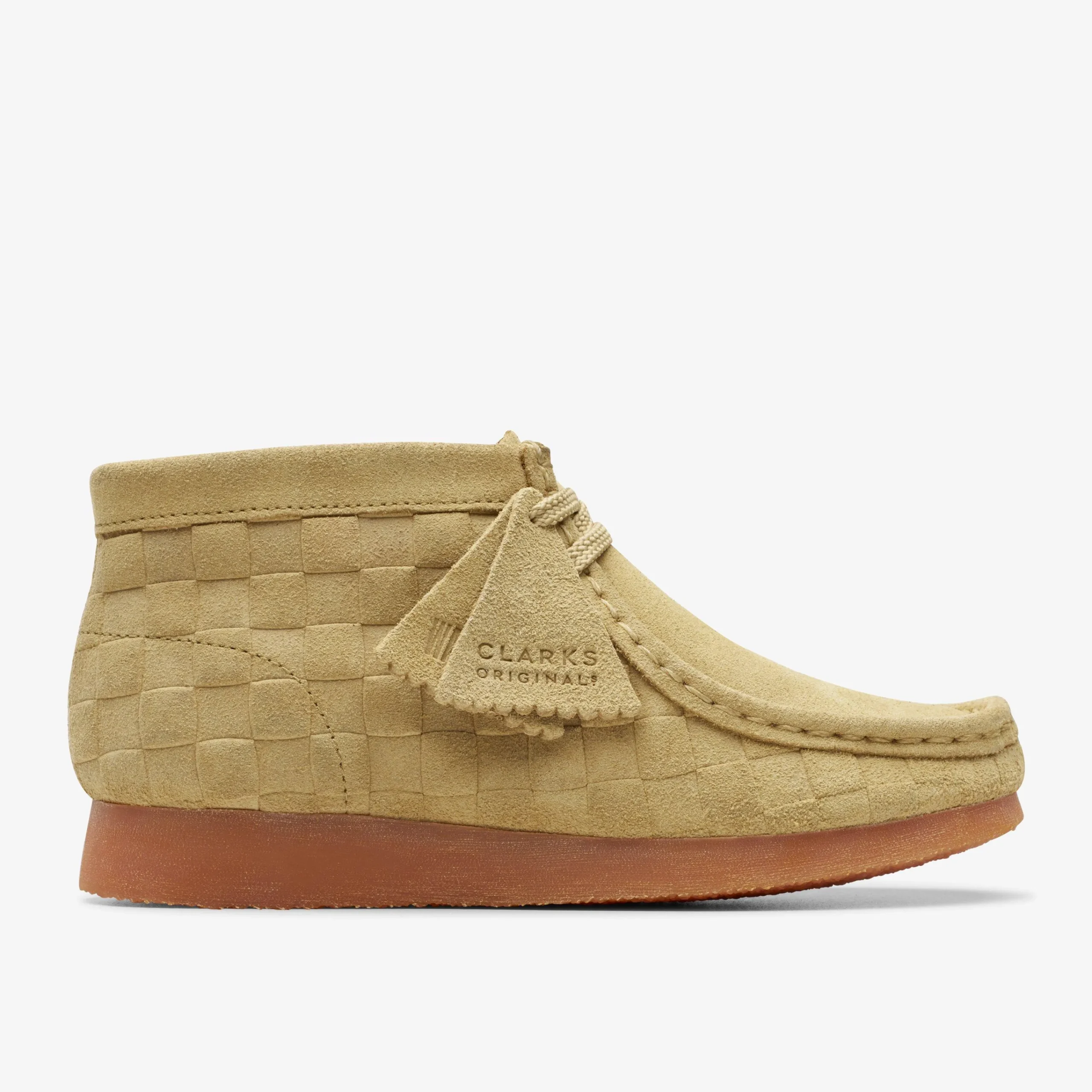 Clarks Wallabee Boot Older Beige Check Discount