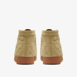 Clarks Wallabee Boot Older Beige Check Discount