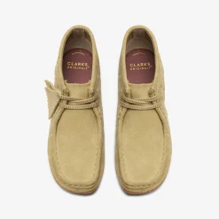 Clarks Wallabee Boot Older Beige Check Discount