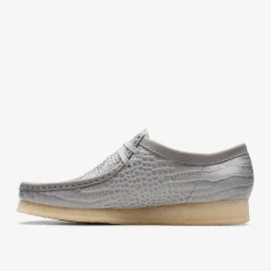 Clarks Wallabee Grey Crocodile Print New