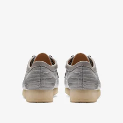 Clarks Wallabee Grey Crocodile Print New