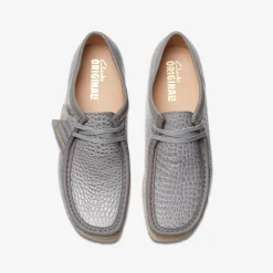 Clarks Wallabee Grey Crocodile Print New