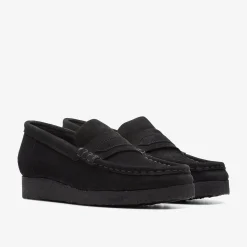 Clarks Wallabee Loafer Black Suede Discount