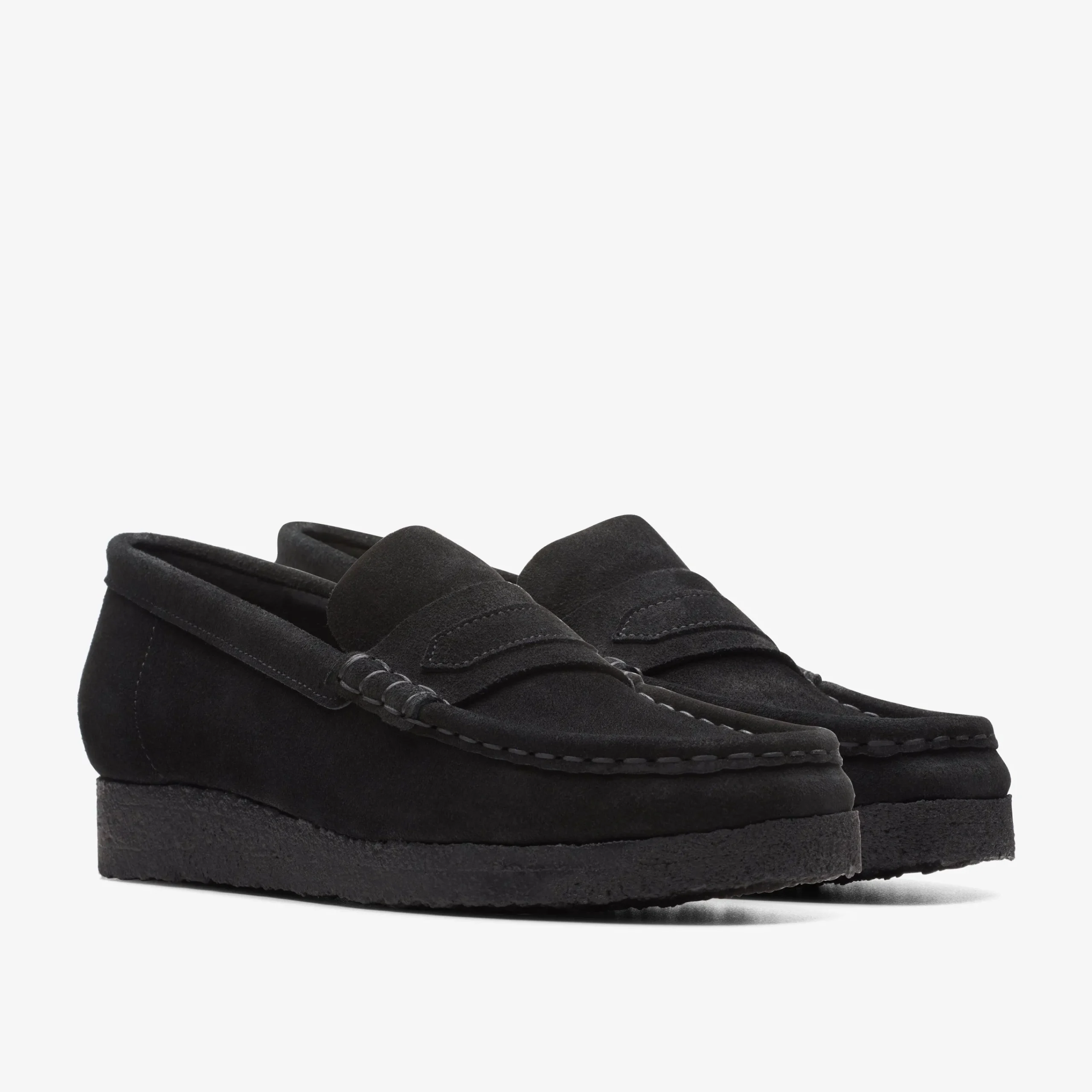 Clarks Wallabee Loafer Black Suede Discount