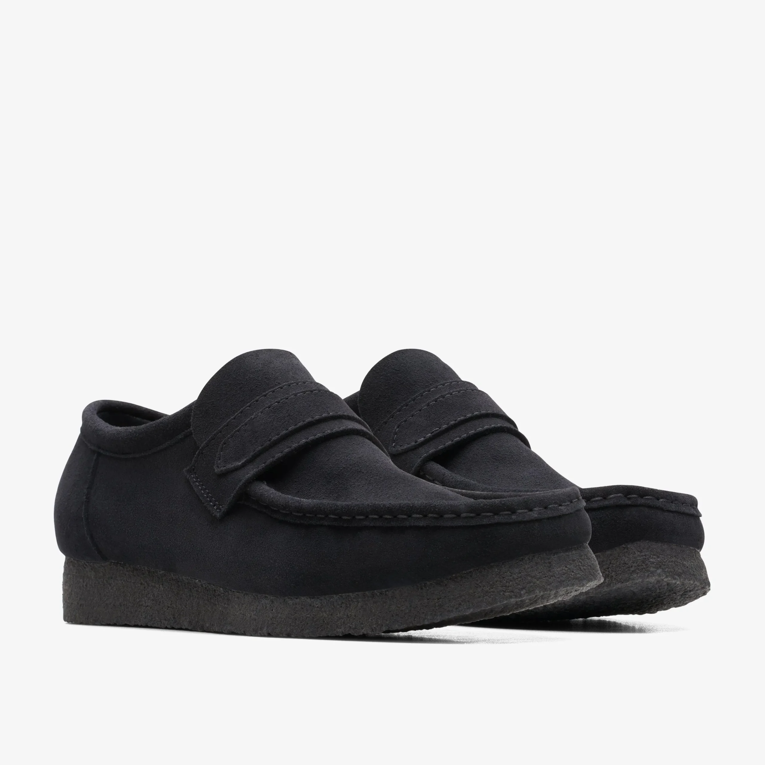 Clarks Wallabee Loafer Black Suede Flash Sale