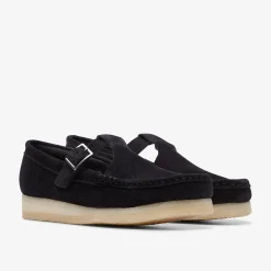 Clarks Wallabee T-Bar Black Suede Store