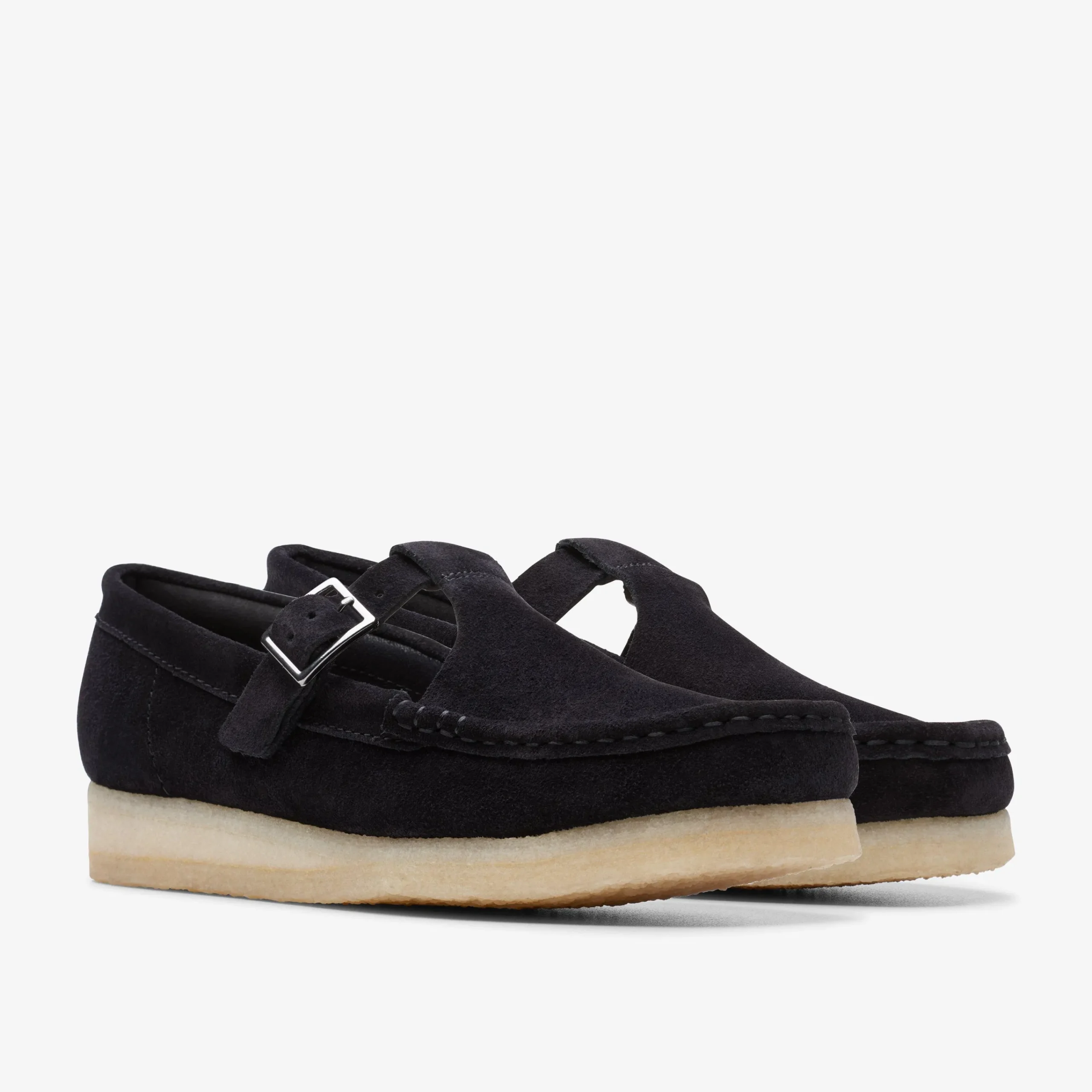 Clarks Wallabee T-Bar Black Suede Store