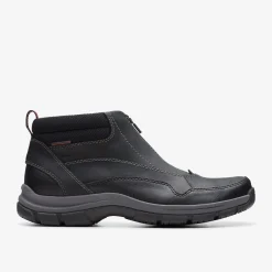 Clarks Walpath Zip Black Leather New