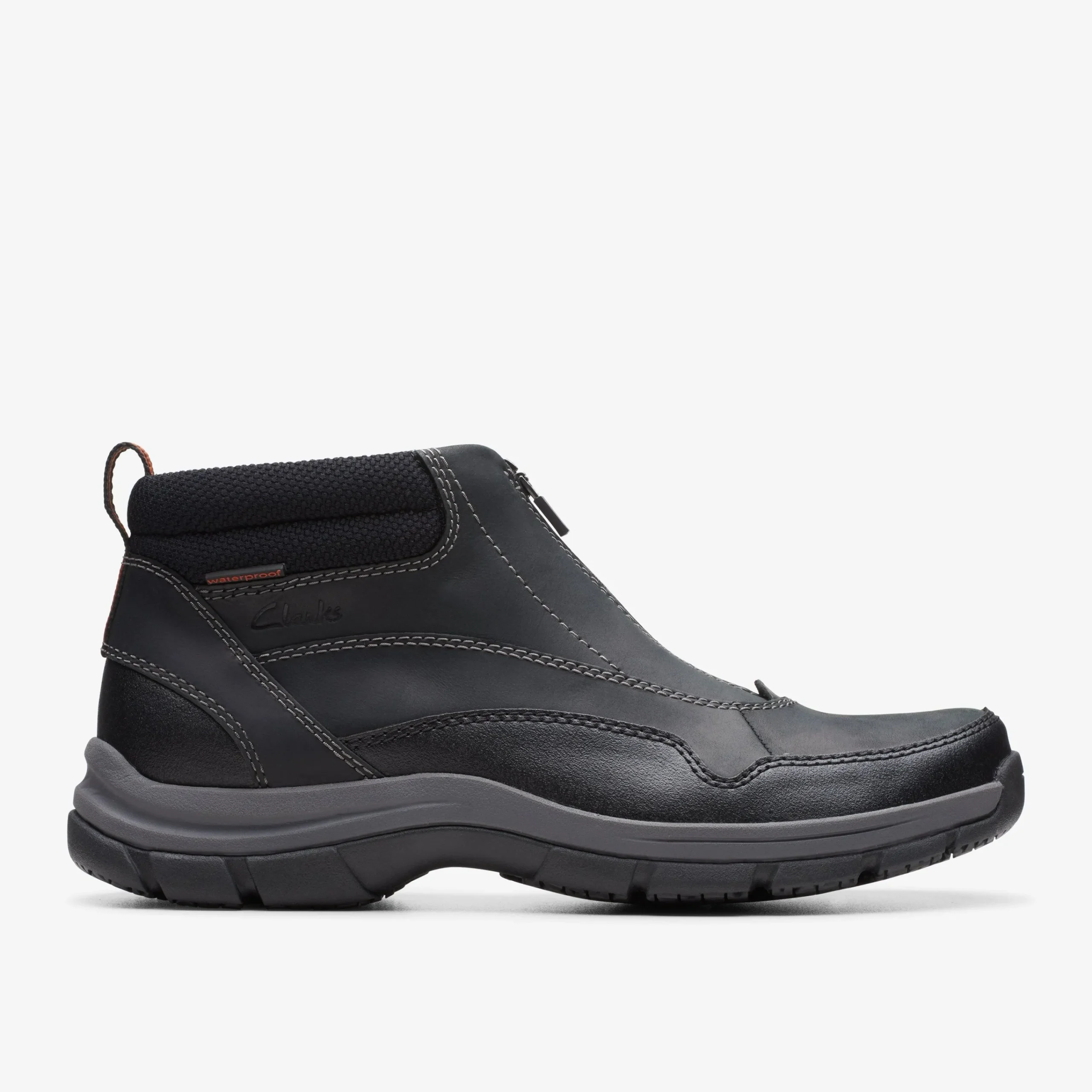 Clarks Walpath Zip Black Leather New