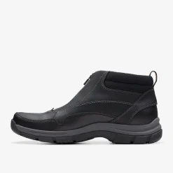 Clarks Walpath Zip Black Leather New