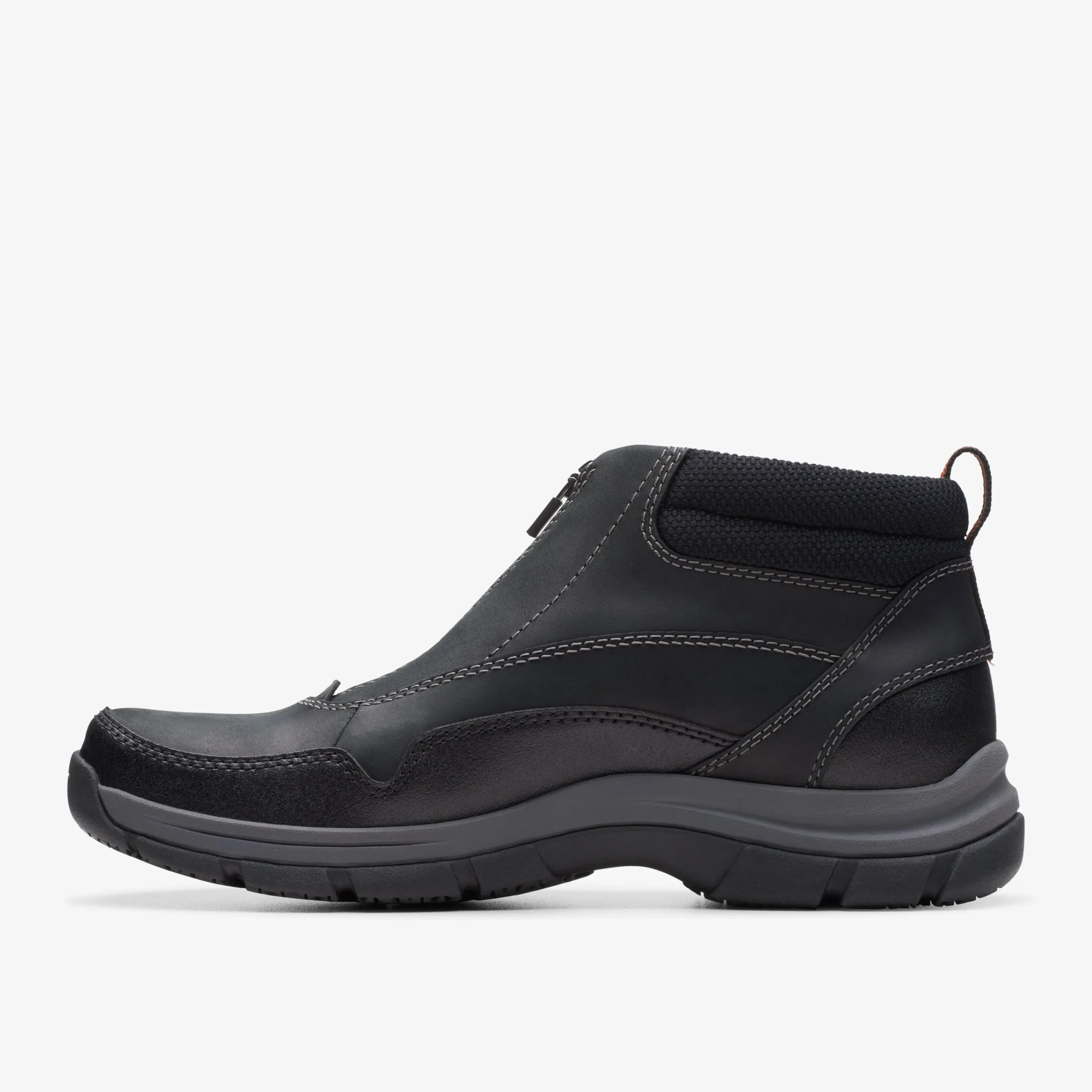 Clarks Walpath Zip Black Leather New