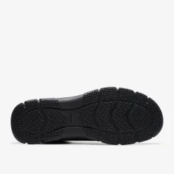 Clarks Walpath Zip Black Leather New