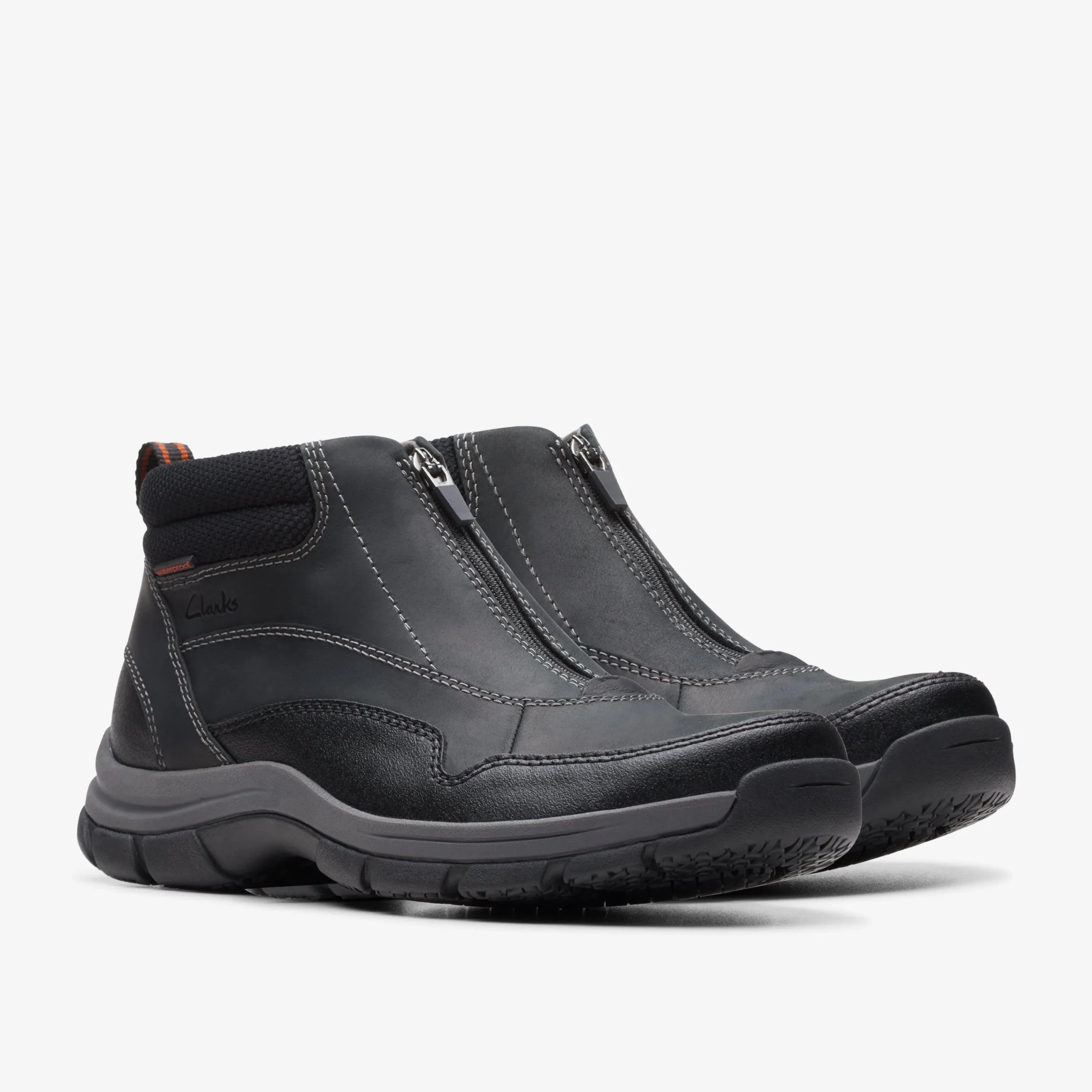 Clarks Walpath Zip Black Leather New