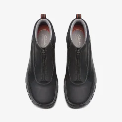 Clarks Walpath Zip Black Leather New