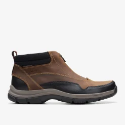 Clarks Walpath Zip Dark Tan Leather Outlet