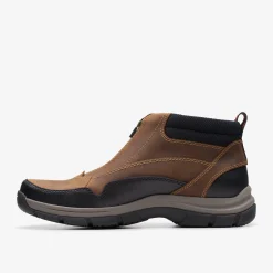 Clarks Walpath Zip Dark Tan Leather Outlet