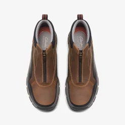 Clarks Walpath Zip Dark Tan Leather Outlet