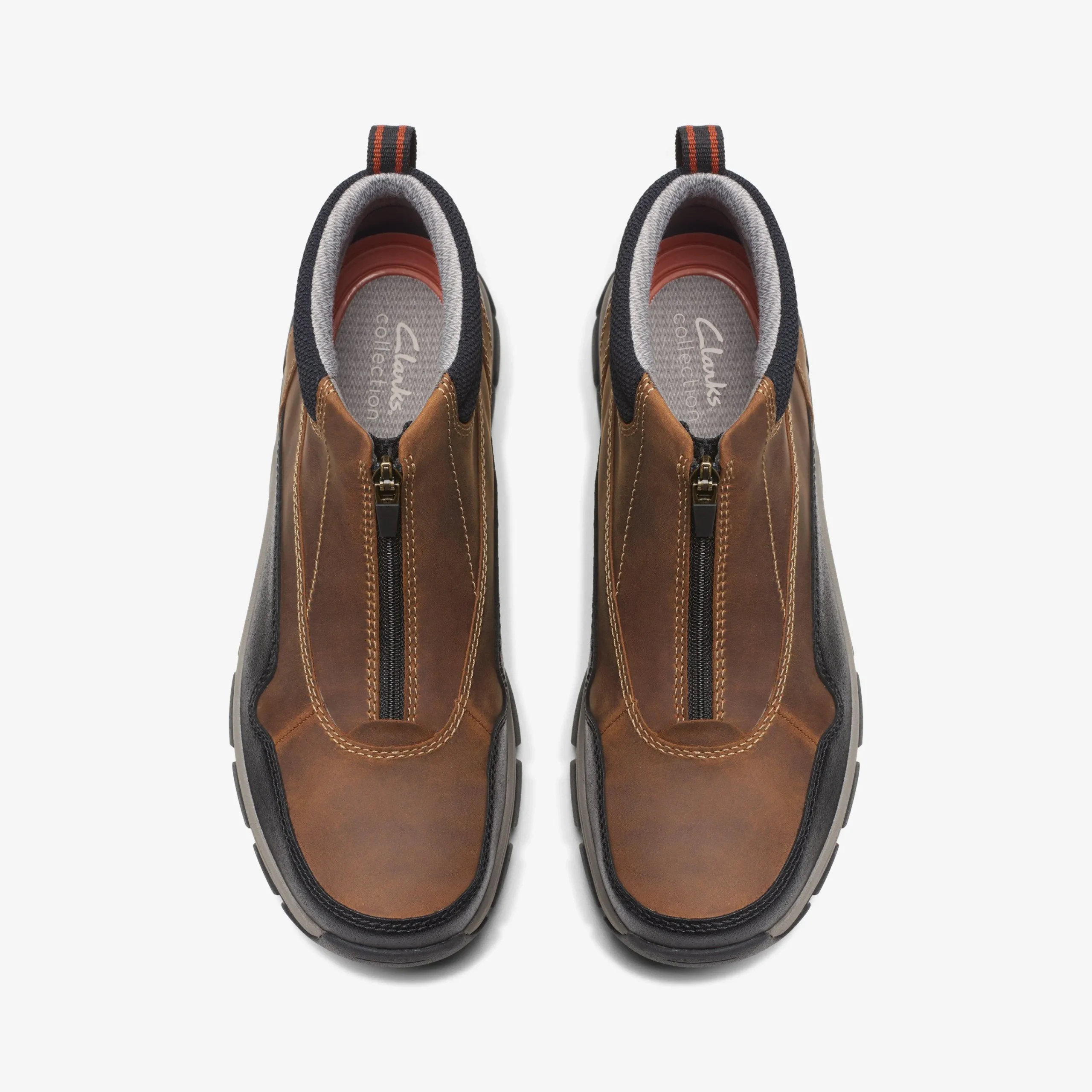Clarks Walpath Zip Dark Tan Leather Outlet