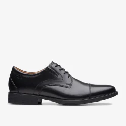 Clarks Whiddon Cap Black Leather Shop