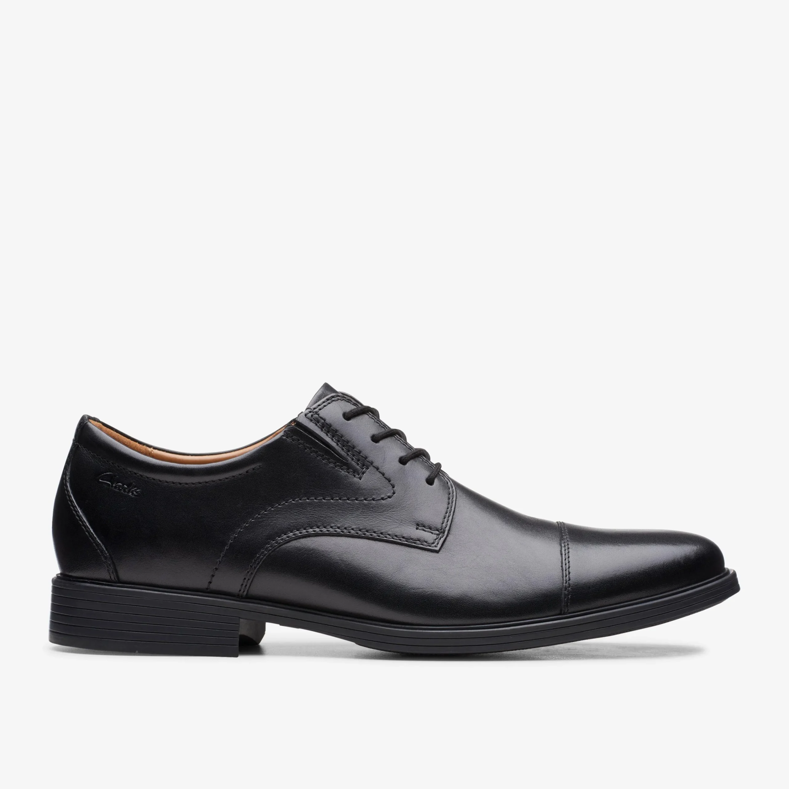 Clarks Whiddon Cap Black Leather Shop