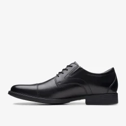 Clarks Whiddon Cap Black Leather Shop