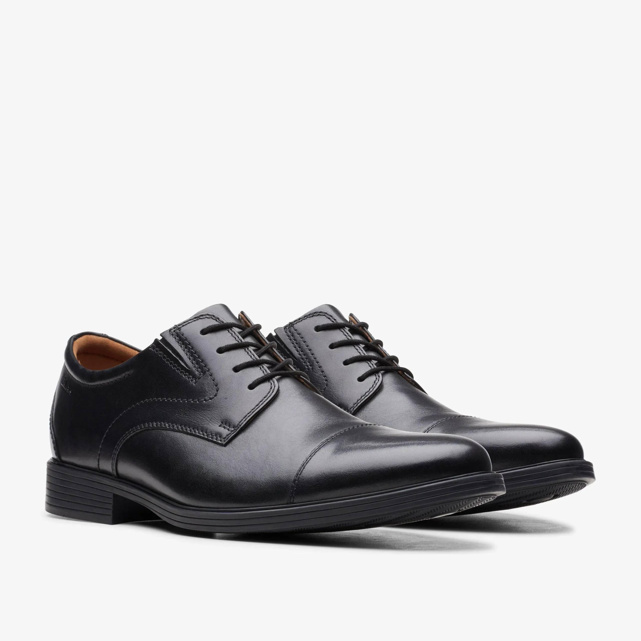 Clarks Whiddon Cap Black Leather Shop