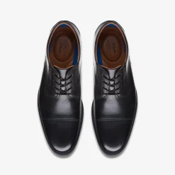 Clarks Whiddon Cap Black Leather Shop